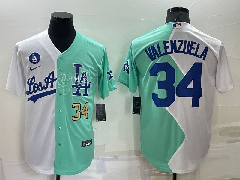Men Los Angeles Dodgers 34 Valenzuela green white Nike 2022 MLB Jerseys